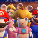 Characters from Mario + Rabbids: Spark of Hope pose for the camera.